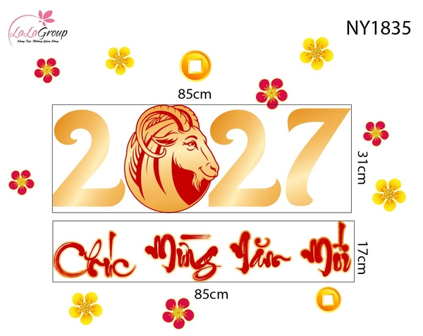 Decal Trang Trí Tết Chúc Mừng Năm Mới Đinh Mùi Phúc Lộc 2027