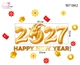 Decal Trang Trí Tết Happy New Year 2027 Dê Vàng Rước Lộc