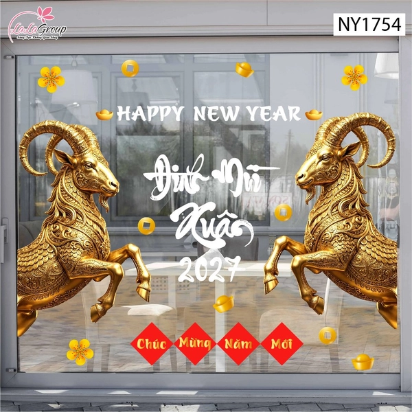 Decal Trang Trí Tết Chúc Mừng Năm Mới Xuân Đinh Mùi