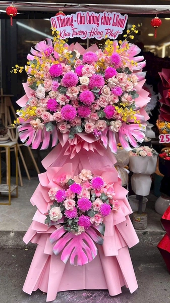 Kệ Hoa Khai Trương Chúc Mừng Tân Gia Tone Hồng Sang Trọng
