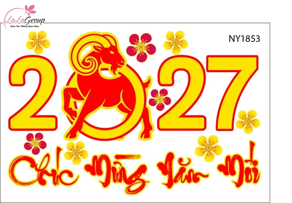 Decal Trang Trí Tết Đinh Mùi Chúc Mừng Năm Mới 2027 Tài Lộc Sum Vầy