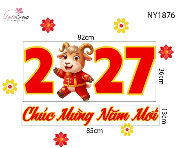 Decal Trang Trí Tết Đinh Mùi Chúc Xuân 2027