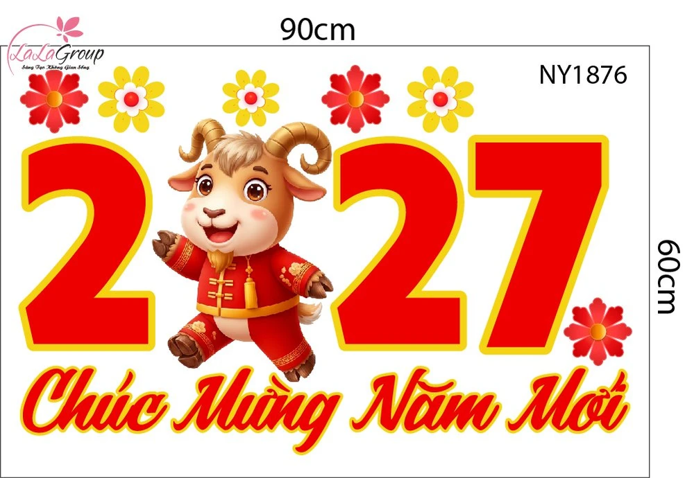 Decal Trang Trí Tết Đinh Mùi Chúc Xuân 2027