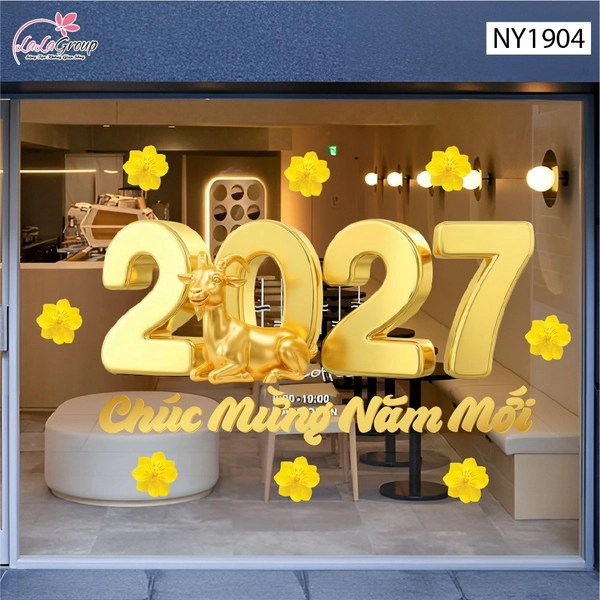 Decal Trang Trí Tết Đinh Mùi 2027 Chúc Mừng Năm Mới Phát Tài Phát Lộc