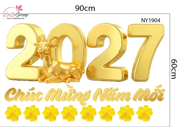 Decal Trang Trí Tết Đinh Mùi 2027 Chúc Mừng Năm Mới Phát Tài Phát Lộc