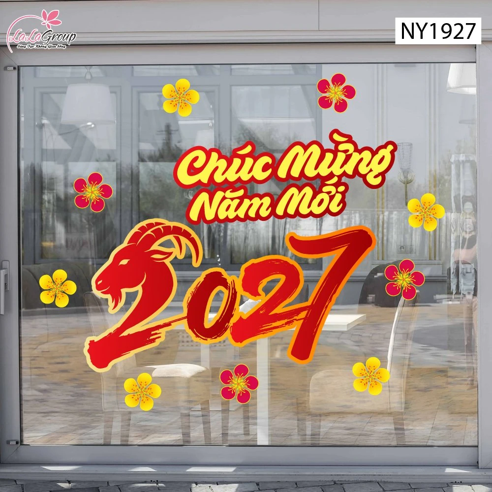 Decal Trang Trí Tết Chúc Mừng Năm Mới 2027 May Mắn