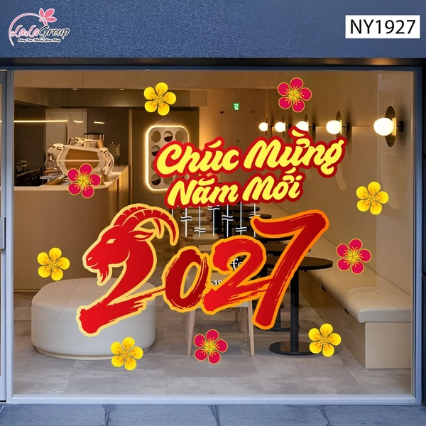 Decal Trang Trí Tết Chúc Mừng Năm Mới 2027 May Mắn