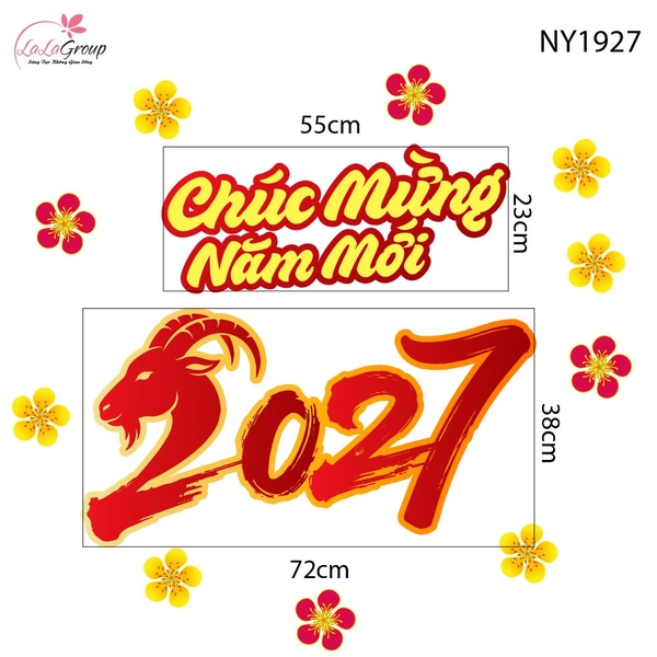 Decal Trang Trí Tết Chúc Mừng Năm Mới 2027 May Mắn