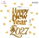 Decal Tết Happy New Year 2027 Chữ Vàng