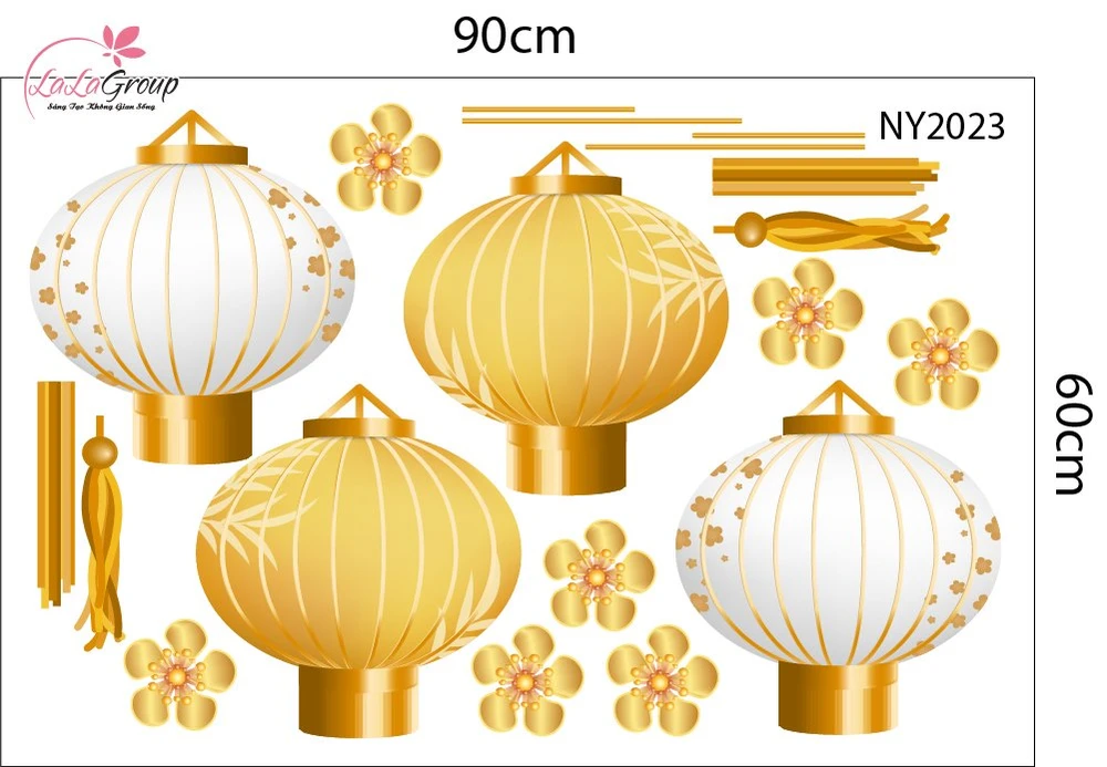 Decal Tết Lồng Đèn Hội An Hoàng Kim Phú Quý