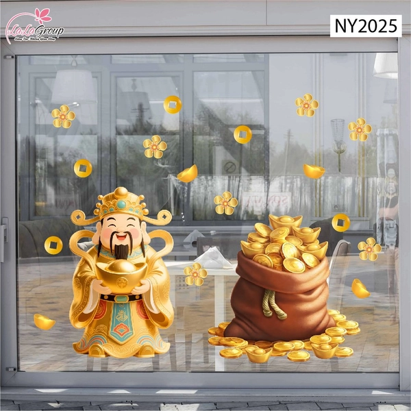 Decal Tết Thần Tài Và Bao Vàng Phú Quý