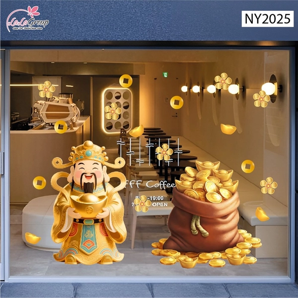 Decal Tết Thần Tài Và Bao Vàng Phú Quý