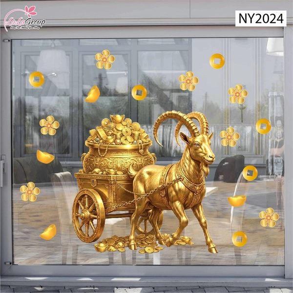 Decal Trang Trí Tết Dê Vàng Đón Xuân Đại Phát