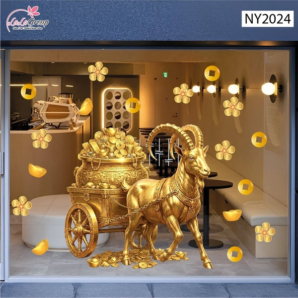 Decal Trang Trí Tết Dê Vàng Đón Xuân Đại Phát