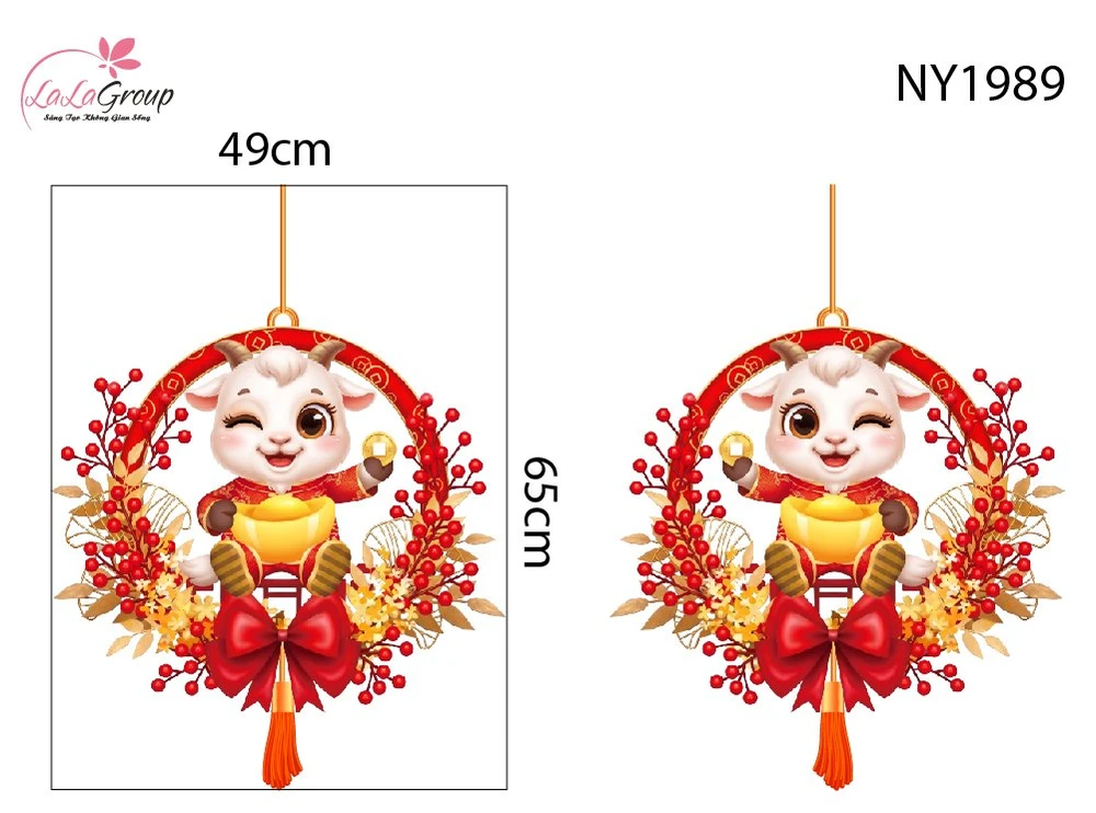 Decal Dán Kính Trang Trí Tết 2027 Đinh Mùi Song Dê Tài Lộc