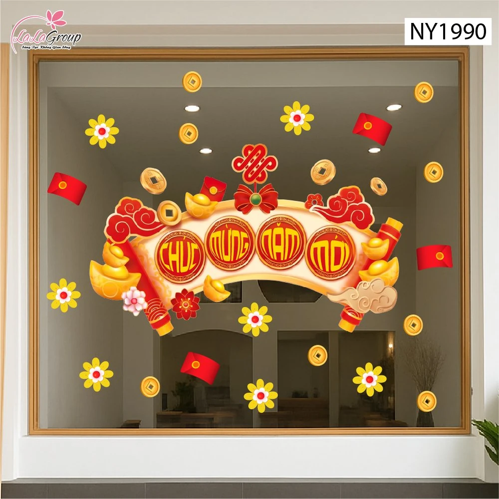 Decal Dán Kính Trang Trí Tết Chúc Mừng Năm Mới Vạn Sự Cát Tường
