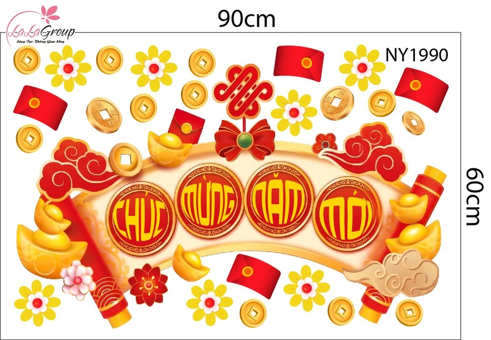 Decal Dán Kính Trang Trí Tết Chúc Mừng Năm Mới Vạn Sự Cát Tường