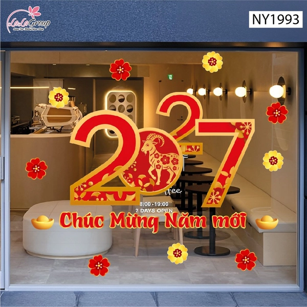 Decal Trang Trí Tết 2027 Chúc Mừng Năm Mới Phát Tài Phát Lộc