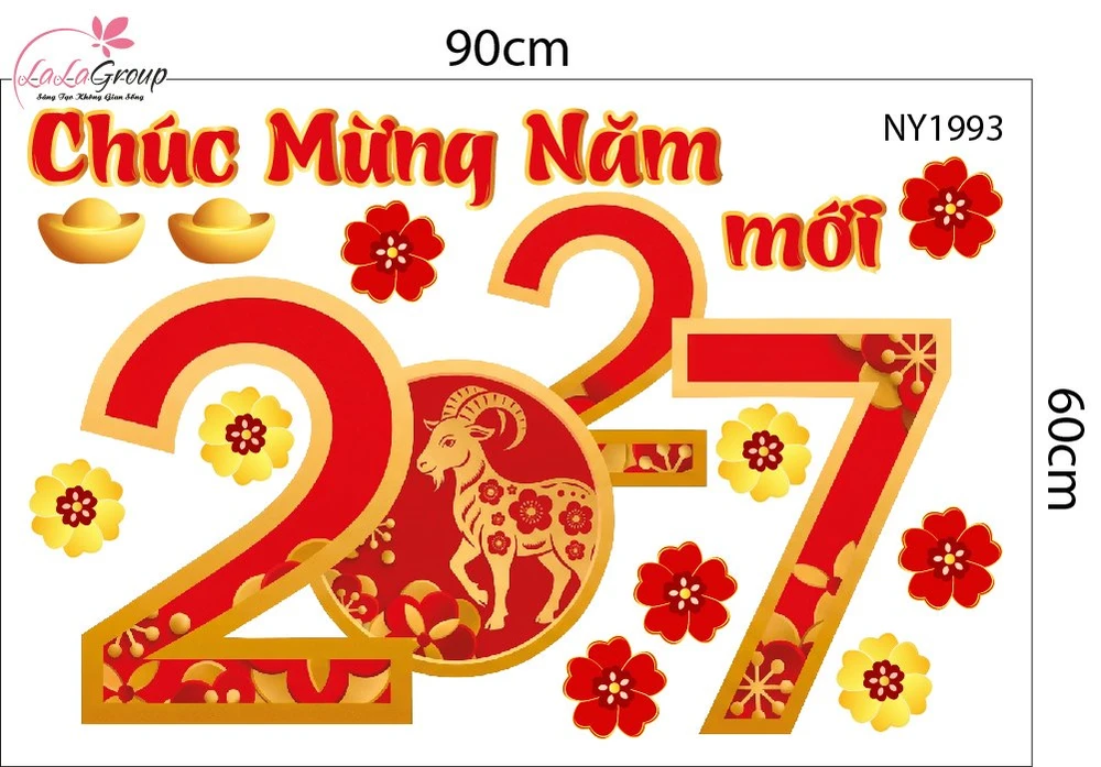 Decal Trang Trí Tết 2027 Chúc Mừng Năm Mới Phát Tài Phát Lộc