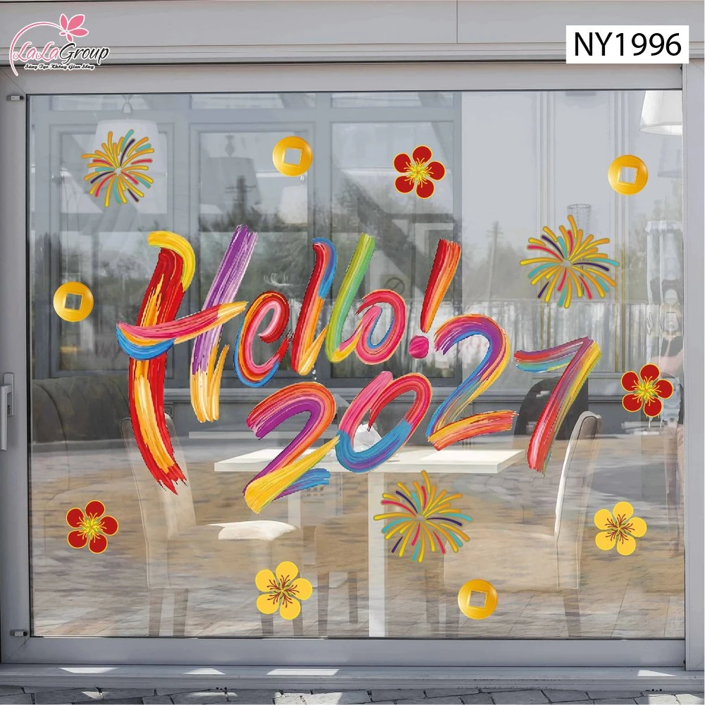 Decal Trang Trí Tết Hello 2027 Rực Rỡ Tân Xuân