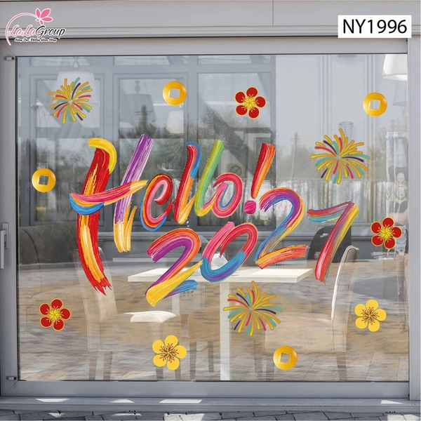 Decal Trang Trí Tết Hello 2027 Rực Rỡ Tân Xuân