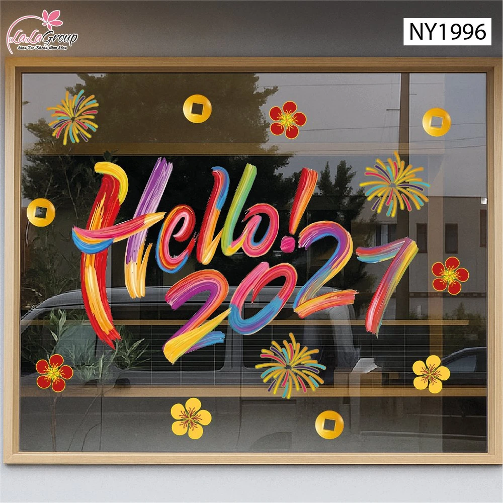Decal Trang Trí Tết Hello 2027 Rực Rỡ Tân Xuân