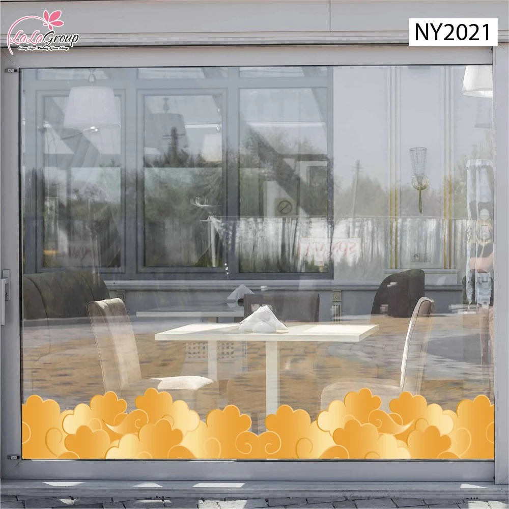 Decal Trang Trí Tết Chân Tường Áng Mây Vàng Phú Quý