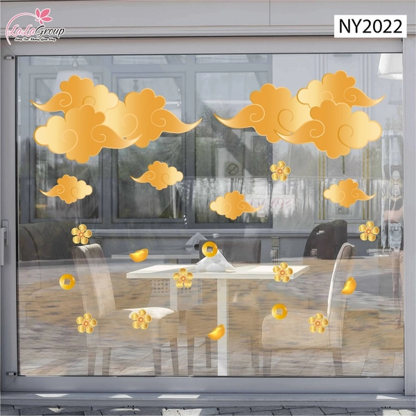 Decal Trang Trí Tết Mây Vàng Rước Tài Đón Lộc