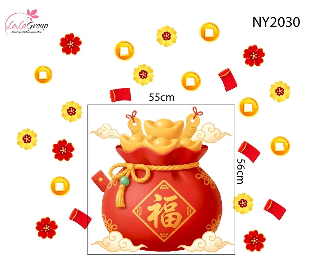 Decal Tết Túi Tài Lộc Hoàng Kim Cát Tường