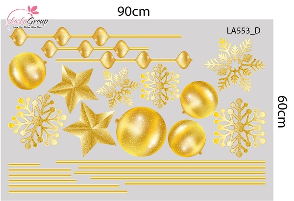 Combo Decal Trang Trí Noel Tuần Lộc Và Cây Thông Vàng Merry Christmas