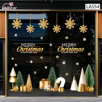 Combo Decal Trang Trí Noel Merry Christmas Và Hoa Tuyết Vàng Lấp Lánh