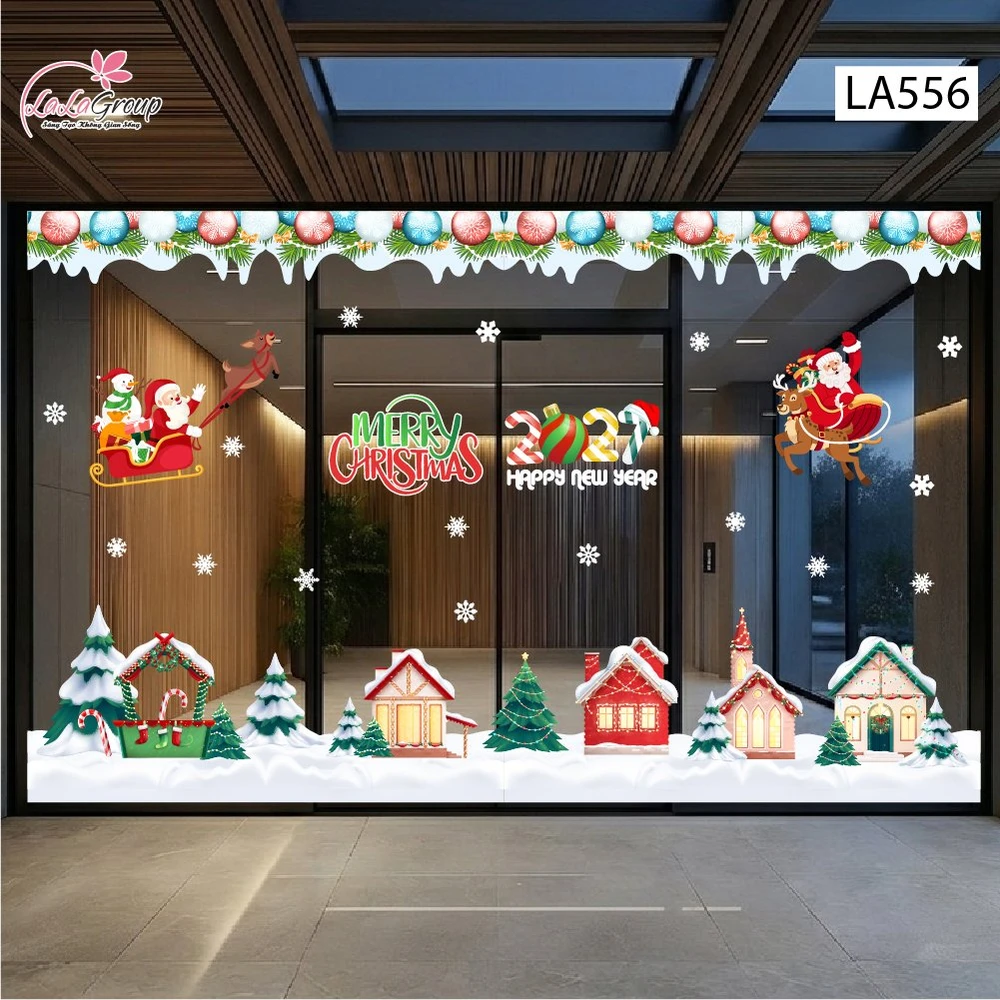 Combo Decal Trang Trí Noel Ngôi Làng Tuyết Và Ông Già Noel