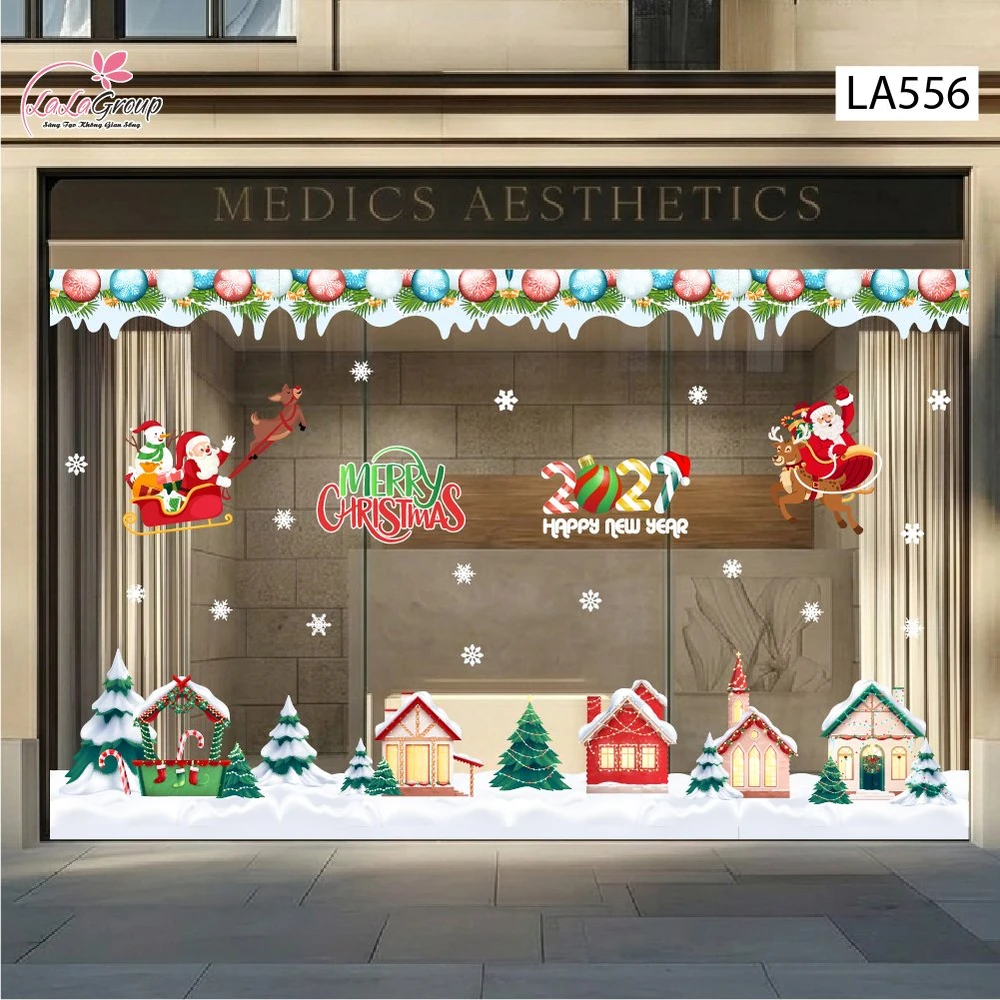 Combo Decal Trang Trí Noel Ngôi Làng Tuyết Và Ông Già Noel