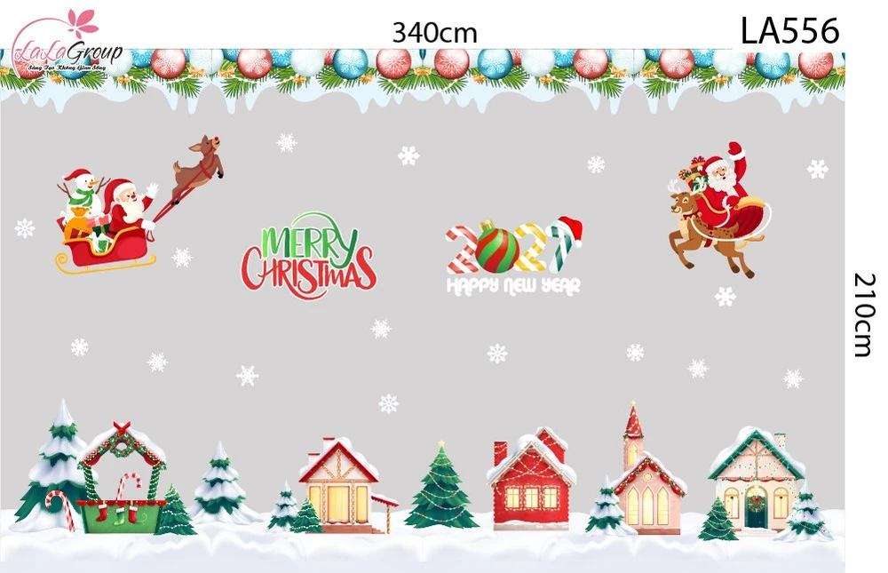 Combo Decal Trang Trí Noel Ngôi Làng Tuyết Và Ông Già Noel