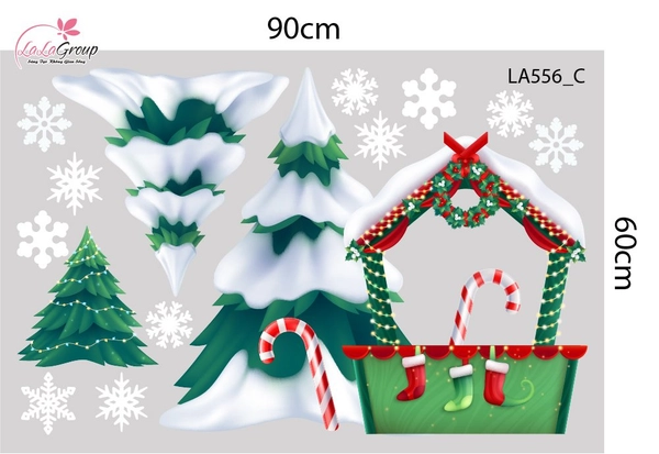 Combo Decal Trang Trí Noel Ngôi Làng Tuyết Và Ông Già Noel
