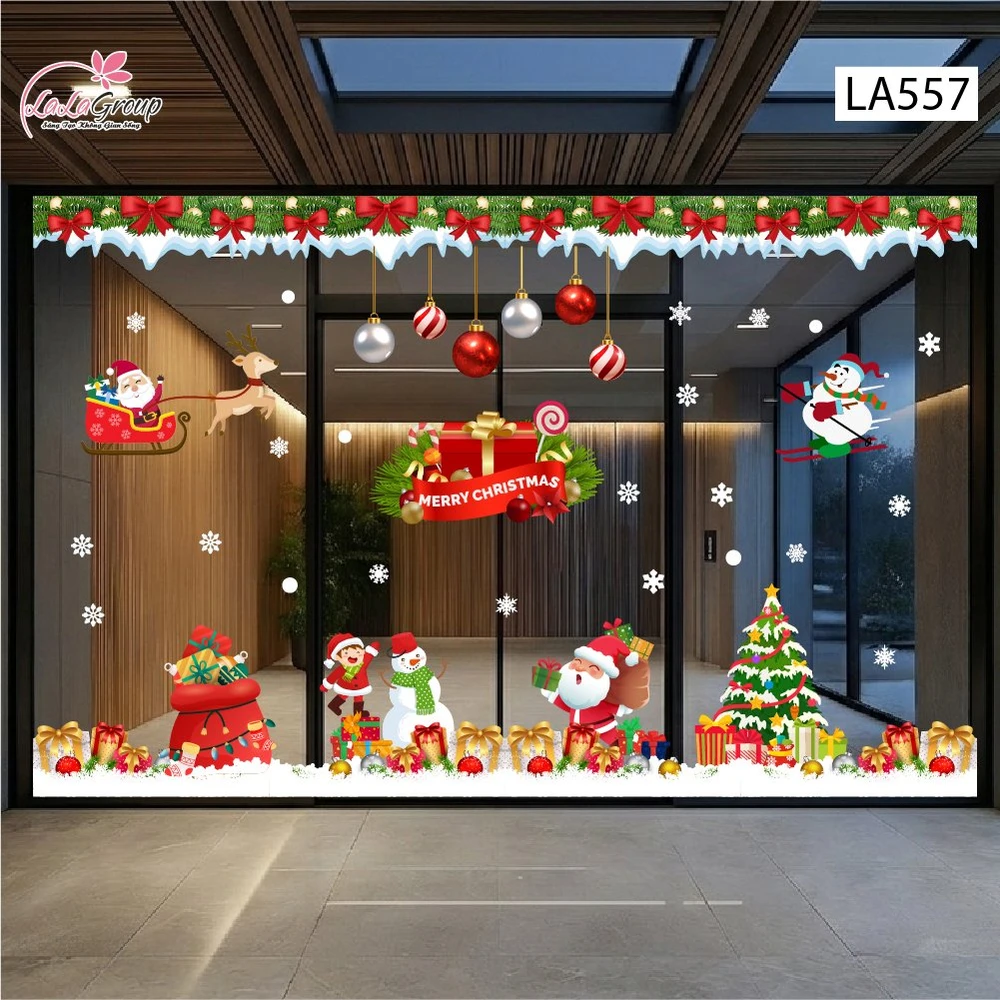 Combo Decal Trang Trí Noel Ông Già Noel Và Những Phần Quà Lung Linh