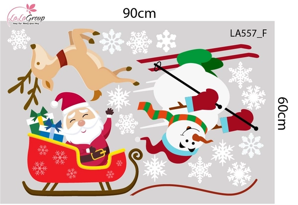 Combo Decal Trang Trí Noel Ông Già Noel Và Những Phần Quà Lung Linh