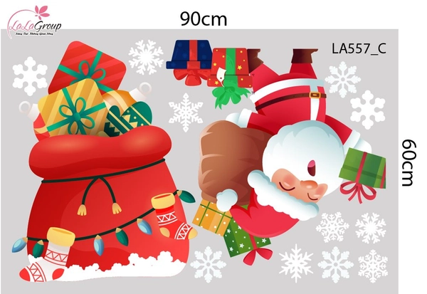 Combo Decal Trang Trí Noel Ông Già Noel Và Những Phần Quà Lung Linh