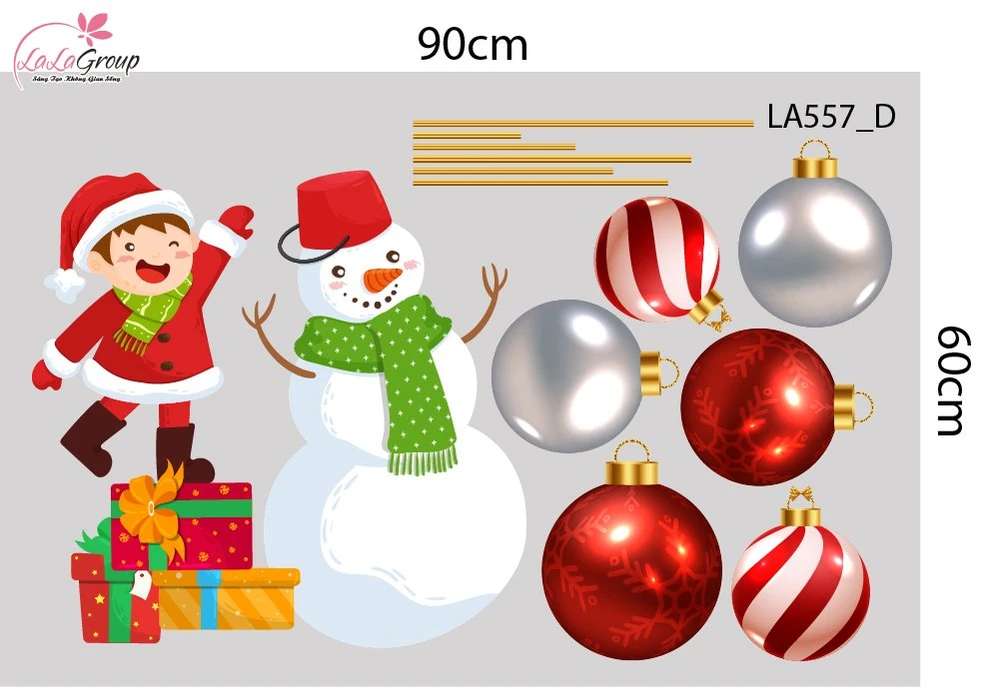 Combo Decal Trang Trí Noel Ông Già Noel Và Những Phần Quà Lung Linh
