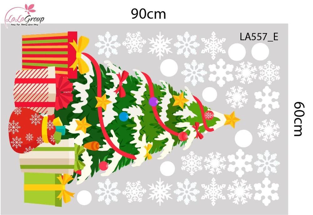 Combo Decal Trang Trí Noel Ông Già Noel Và Những Phần Quà Lung Linh