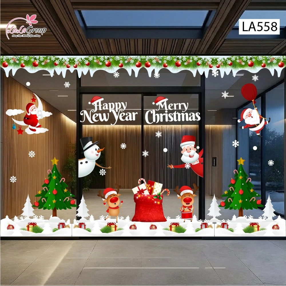 Combo Decal Trang Trí Noel Người Tuyết Và Tuần Lộc Dễ Thương