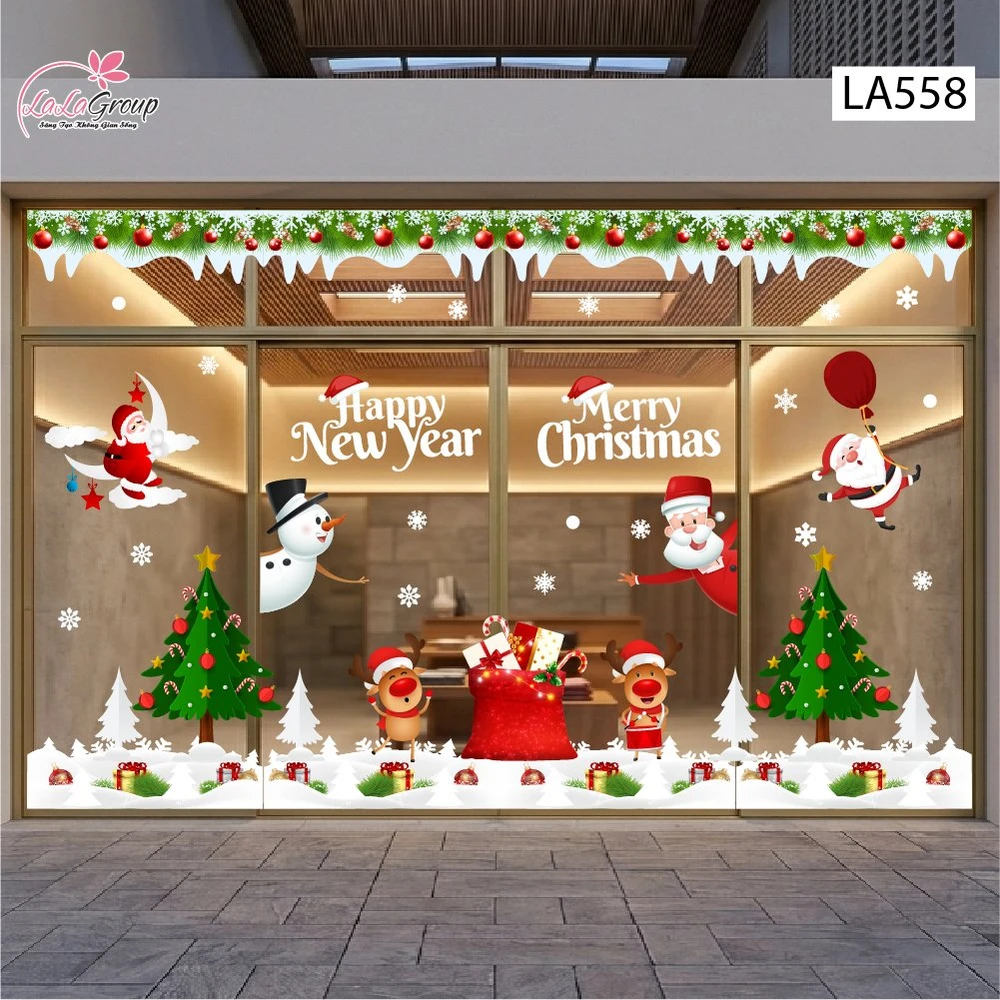 Combo Decal Trang Trí Noel Người Tuyết Và Tuần Lộc Dễ Thương