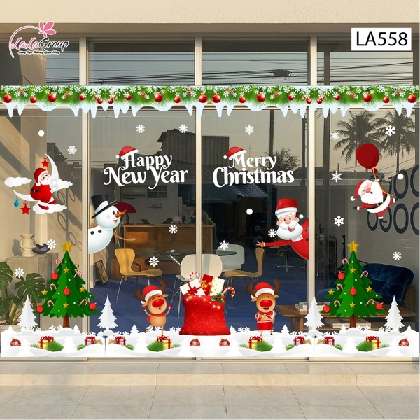 Combo Decal Trang Trí Noel Người Tuyết Và Tuần Lộc Dễ Thương