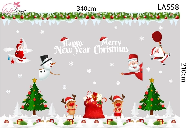 Combo Decal Trang Trí Noel Người Tuyết Và Tuần Lộc Dễ Thương