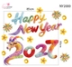 Combo Decal Trang Trí Tết Happy New Year Đinh Mùi 2027 Sắc Màu May Mắn