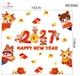 Combo Decal Trang Trí Tết Kim Mùi Và Hai Bé Vui Xuân 2027