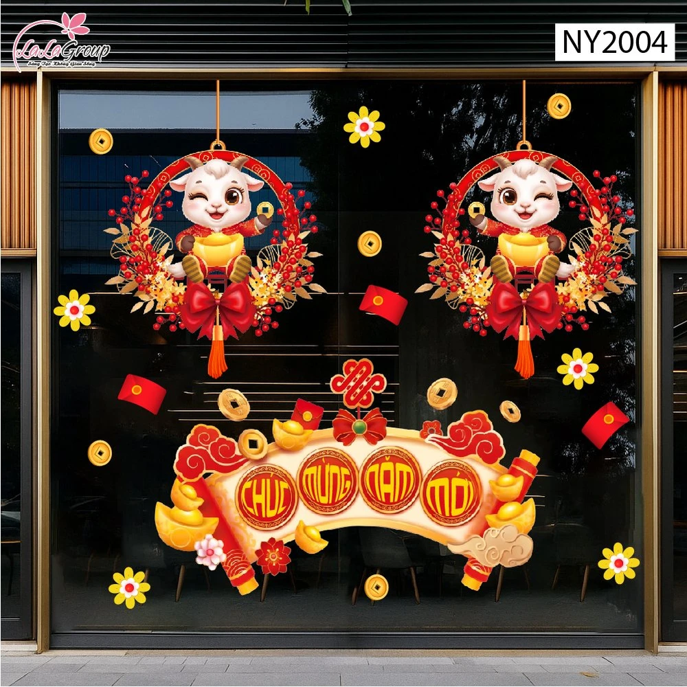 Combo Decal Trang Trí Tết Chúc Mừng Năm Mới Phúc Lộc Cát Tường