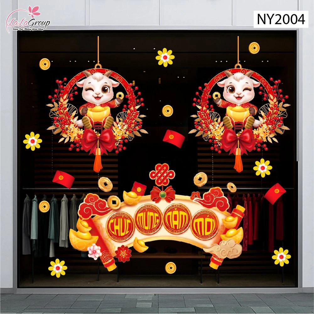 Combo Decal Trang Trí Tết Chúc Mừng Năm Mới Phúc Lộc Cát Tường
