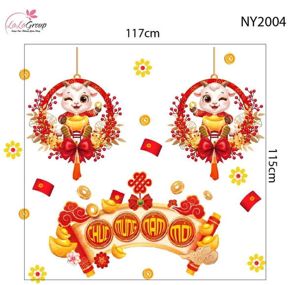 Combo Decal Trang Trí Tết Chúc Mừng Năm Mới Phúc Lộc Cát Tường