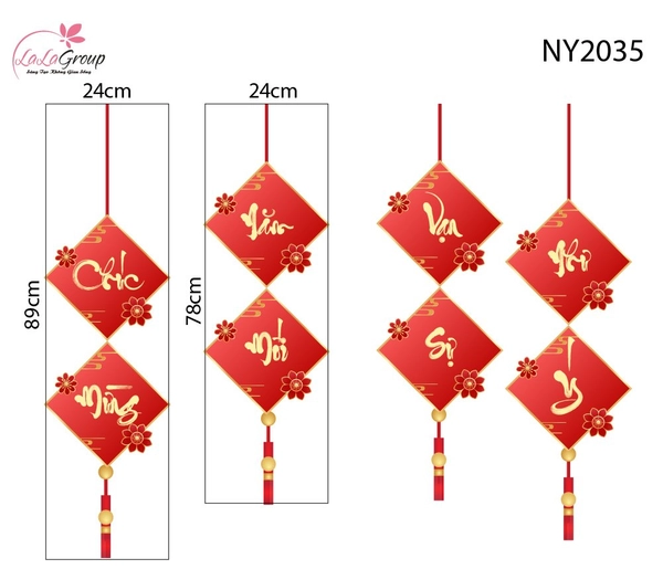 Decal Trang Trí Tết Bộ Liễn Treo Chúc Mừng Năm Mới Vạn Sự Như Ý